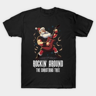 Christmas Guitar Gift Santa Claus Guitarist Funny Guitar T-Shirt